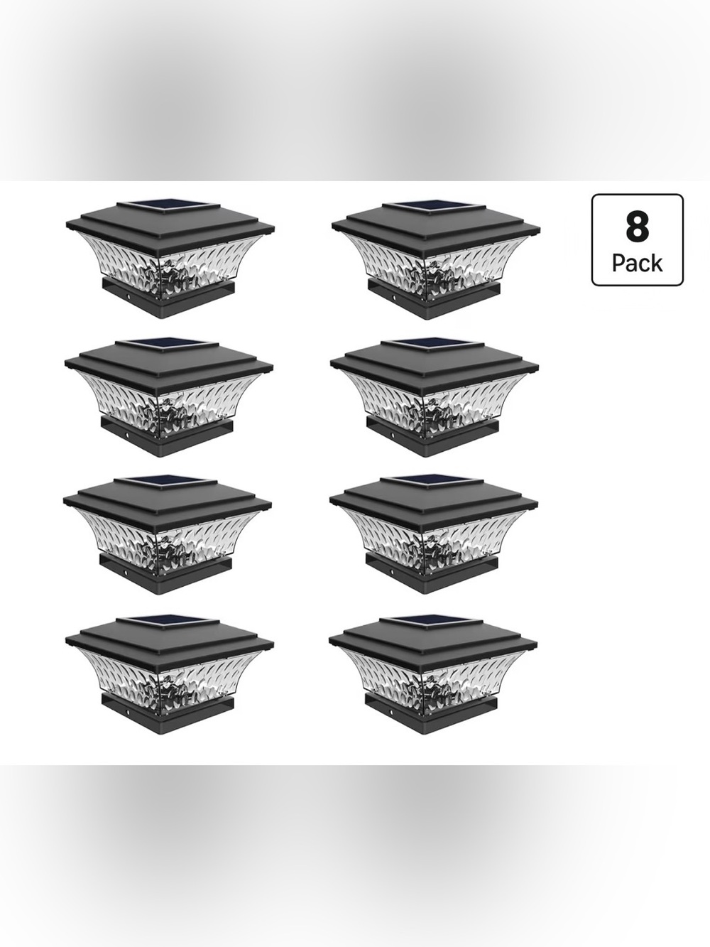 Set of 8 Black Solar Post Cap Lights Outdoor LED Lighting Deck Fence Cap Light T